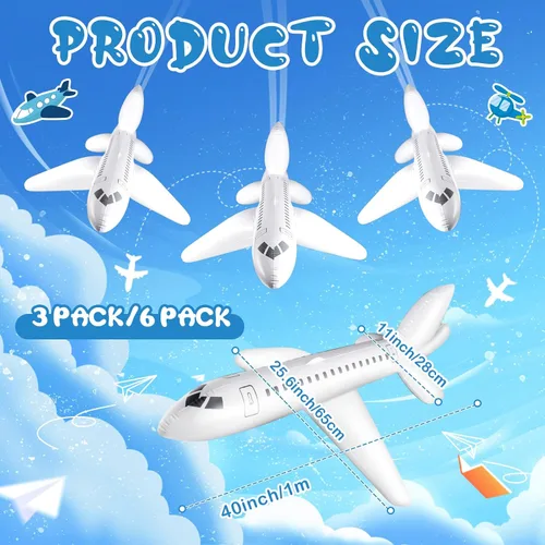 Miniatura 2 de Syhood 3 globos inflables grandes blancos de 40 pulgadas para decoración temática de aviación, avión inflable para fiestas al aire libre, regalos