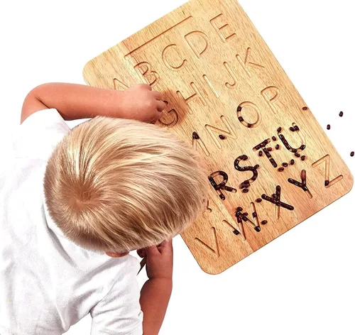 Miniatura 9 de Tablero de trazaso del alfabeto Montessori& Me, hecho de madera, letras de Montessori - Letras de madera - letras grandes para niños pequeños a