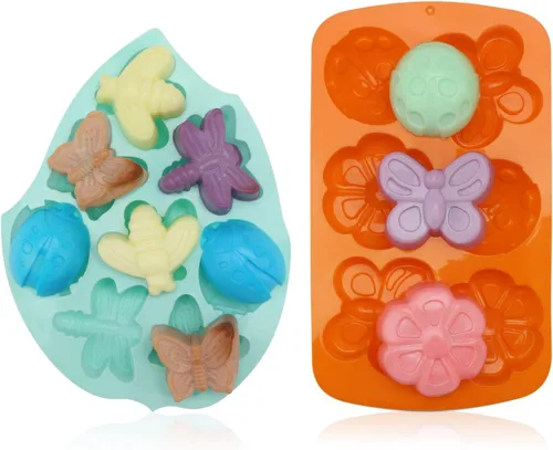 Miniatura 2 de Beasea Moldes de silicona para jabón, 2 moldes para pastel de mariposa, moldes para jabón, bandeja de hielo de silicona, para manualidades
