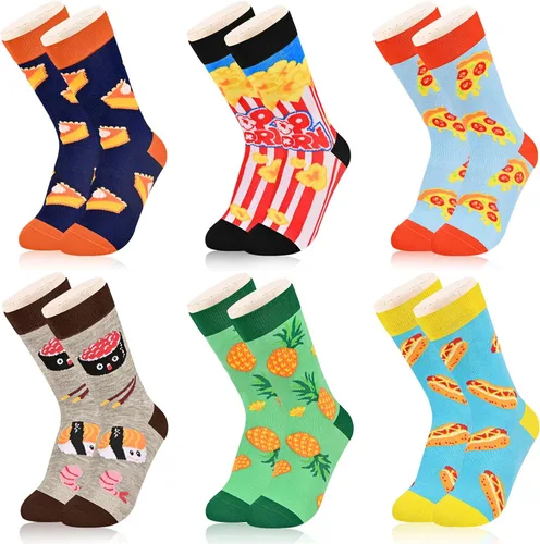Dsia Zamur Calcetines para niños y niñas, paquete de 4 a 6 unidades + caja de regalo, novedosos calcetines de pantorrilla coloridos para niños de 2