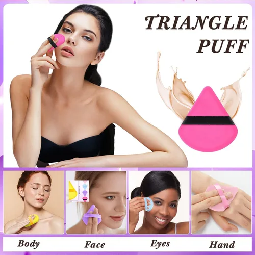 Miniatura 4 de Skylety 120 piezas de esponja de maquillaje triangular suave para polvo, esponja de belleza para polvo suelto, base cosmética, licuadora