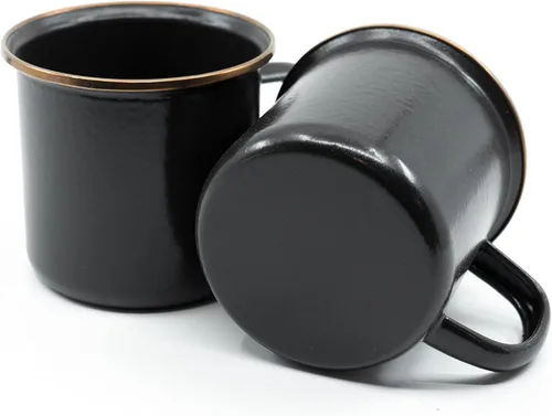 Miniatura 31 de Barebones Juego de 2 tazas de café esmaltadas de 16 onzas, taza de campamento con borde de acero inoxidable