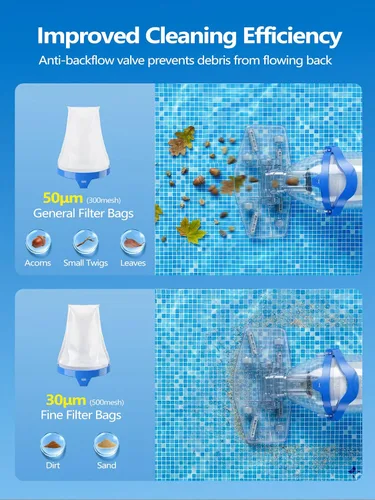 Miniatura 5 de LanOcean Aspiradora de piscina inalámbrica para piscina enterrada, flujo ajustable, cabezal de cepillo transparente, limpieza visible, potente