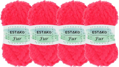 Miniatura 21 de Estako Piel 100% poliéster, suave, súper grueso, esponjoso, pelo sintético, hilo de tejer y ganchillo, 3.52 oz (100gr) 71 yardas (213.3 ft)