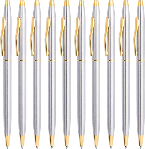 Bolígrafos Cambond de color negro - Bolígrafos elegantes, cómodos, para regalo, mini, cónicos, de plata, delgados, retráctiles, de escritura suave,