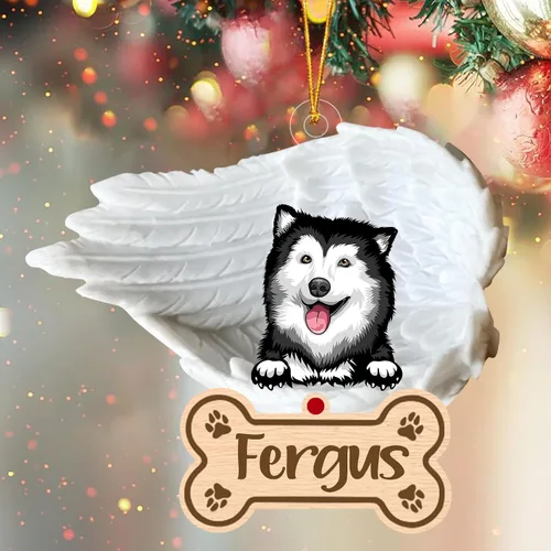 Miniatura 70 de Adorno de perro afgano de 1 ángel, adorno acrílico 2D personalizado conmemorativo para perros, regalo por pérdida de mascotas, regalo