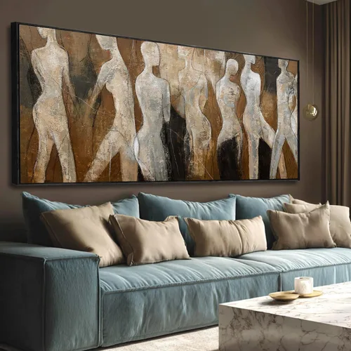 Miniatura 10 de CHUDANHAO Pósteres de Arte Grises Imágenes de Decoración de Pared de Árbol Grande para Oficina Arte de Pared Dorado y Blanco Pintura Botánica