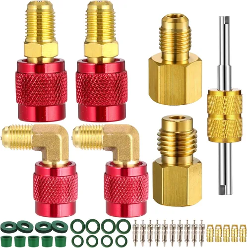 Miniatura 11 de Kit de adaptador R410a de 35 piezas de mini adaptador split 45° 90° manguera de refrigerante, 5/16 pulgadas hembra 1/4 pulgadas macho, 1/2 pulgadas