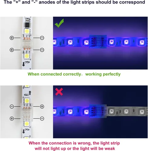 Miniatura 6 de RGBZONE 10 piezas 3 pines 8mm Conectores de tira LED Actualizados Conector rápido de tira a tira sin soldaduras y sin brechas para tira de luz LED