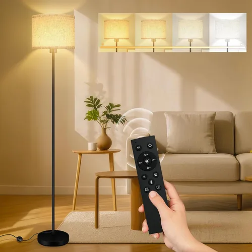Miniatura 12 de Lámparas de pie doradas para sala de estar, lámpara de pie regulable sin escalones con control remoto, temperatura de color y brillo ajustables