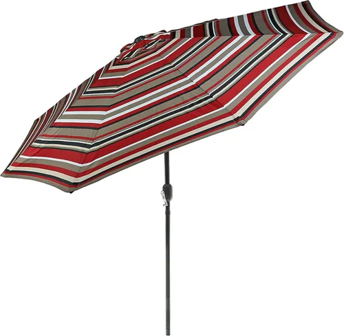Sunnydaze Sombrilla de Patio para Exteriores - Sombrilla de Mesa de Poliéster con Inclinación de Botón Pulsador y Manivela - 8 Varillas Resistentes