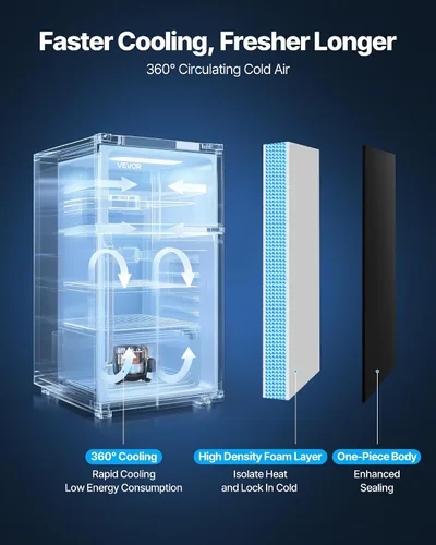 Miniatura 3 de VEVOR Mini refrigerador de 3.2 pies cúbicos con congelador, refrigerador compacto de una sola puerta con zona congelada de micras, temperatura Negro