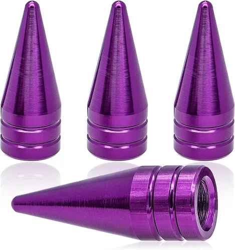 Miniatura 24 de 4 piezas de tapas de válvula de rueda con forma de punta, válvula de rueda de aleación de aluminio con punta, universal para automóviles, SUV