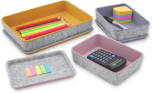 Miniatura 9 de Welaxy Organizador de cajones apilables con tapa para el hogar, oficina, trabajo, caja de almacenamiento de escritorio con tapa para maquillaje