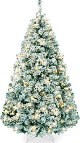 Miniatura 13 de Best Choice Products - Árbol de Navidad artificial preiluminado de pino flocado de 9 pies, 2-en-1, luces LED blancas y multicolor, apariencia Verde