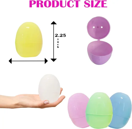 Miniatura 3 de The Dreidel Company Huevos de Pascua rellenables, paquete de 25 huevos de Pascua de plástico brillante con bisagra, perfectos para la caza de huevos
