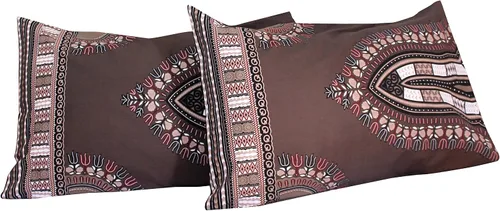 Miniatura 19 de RaanPahMuang Fundas de almohada en African Dashiki Art 100% algodón tejido Batik estampados, juego de 2 fundas, negro amarillo