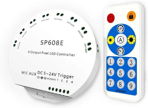 Miniatura 8 de BTF-LIGHTING WS2812B WS2811 1903 controlador Bluetooth SP601E con micrófono incorporado, música, doble salida de señal para tira de luces LED