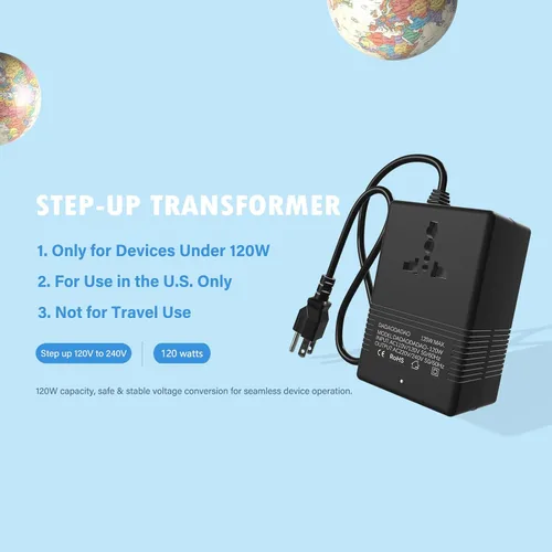 Miniatura 8 de 120 vatios, convertidor de voltaje de 110 V a 220 V, convertidor de voltaje de 110 a 220, transformador de paso ascendente de 110 V a 220 V