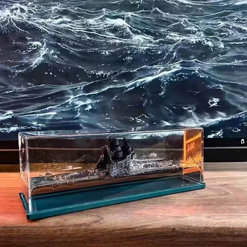 Miniatura 6 de PTAEXCEL Barco insumergible en una caja, botella de deriva fluida de crucero, juguete de crucero insumergible, decoración de modelo de deriva