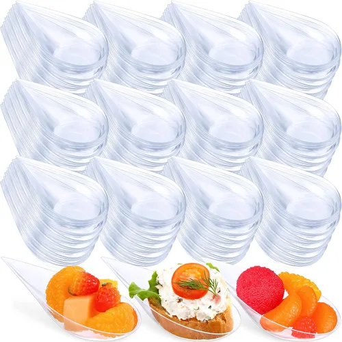 Miniatura 9 de Foaincore 500 cucharas de aperitivo de 4 pulgadas, mini platos de aperitivo de plástico, suministros de catering, cucharas de degustación Negro