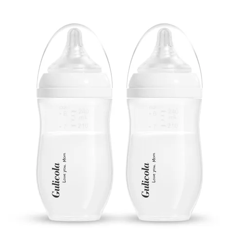 Miniatura 12 de Gulicola Natural PP - Juego de 2 biberones de lactancia materna para recién nacido, pezones de flujo lento, 0 meses +, 5 onzas, color blanco