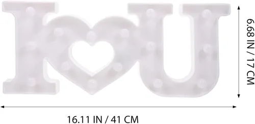 Miniatura 2 de Uonlytech Letrero con luces LED románticas con diseño de letras, funciona con pilas, lámpara decorativa con texto en inglés "I Love You