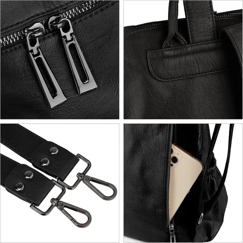 Miniatura 6 de Uromee Mochila de Viaje Monedero para Mujeres Cuero Vegano Damas Moda Borla Bolsa de Hombro Convertible, Grande, Mochilas Daypack