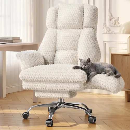 Miniatura 14 de Silla de oficina grande y alta, silla ergonómica ejecutiva para juegos de computadora con reposapiés, reposabrazos abatibles para mascotas y espacio