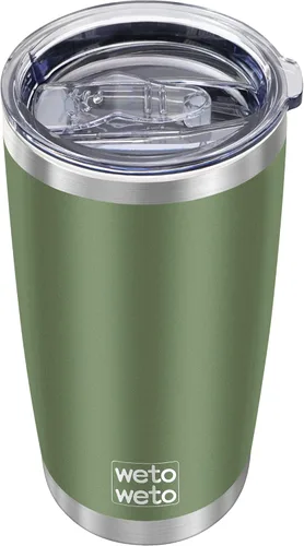 Miniatura 10 de WETOWETO - Vaso de viaje con aislamiento de 20 onzas, de acero inoxidable, con doble pared, a prueba de fugas, taza de café con revestimiento