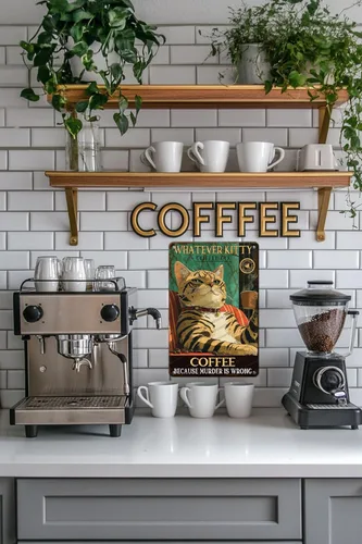 Miniatura 6 de Cartel de café con texto en inglés «Because Murder Is Wrong», póster metálico de 16 x 12 pulgadas CAFÉ CAT 3