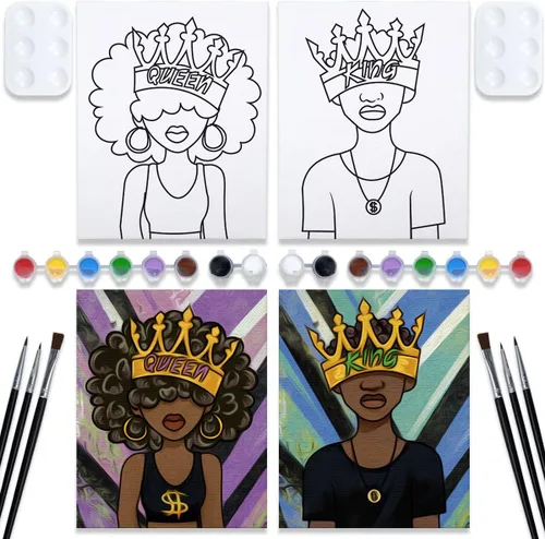 Miniatura 9 de VOCHIC Kits de Fiesta de Pintura para Parejas Lienzo Predibujado para Adultos Pintura y Bebida Juegos de Noche de Cita para Parejas Conjunto