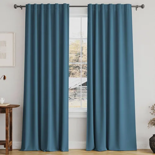 Miniatura 93 de Turquoize Cortinas Opacas para Tratamiento de Ventana con Trabillas Traseras para Sala de Estar/Dormitorio, Tratamientos de Ventana con Aislamiento