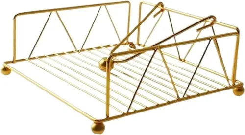 Miniatura 10 de Rustic Metal Napkin Holder Square Paper Organizer Kitchen Restaurant Tabletop(2 Gold)