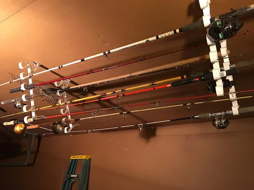 Miniatura 4 de Estante de almacenamiento para puertas de garaje con ganchos para cañas de pescar, paletas de kayak y más