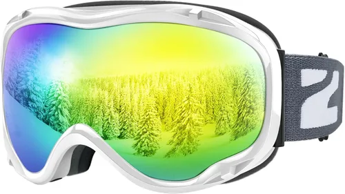 Miniatura 31 de ZIONOR Lagopus Gafas de protección UV para esquí y snowboard, antiniebla, para hombres, mujeres, jóvenes A0-vlt 10.5% Marco Blanco Lente Plata