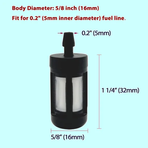 Miniatura 4 de Filtro de combustible de repuesto para motosierra Poulan Husqvarna Stihl de 2 ciclos, motor pequeño, se adapta a línea de combustible de 0.2" (5mm)