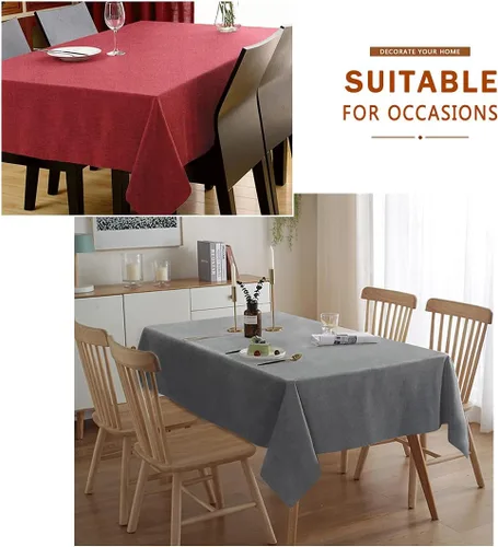 Miniatura 47 de Mantel para mesa rectangular de 55x71 pulgadas, de lino sintético, resistente a las arrugas e impermeable, color beige, para cocina, comedor