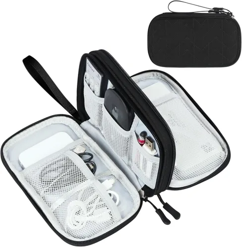 Miniatura 57 de FYY Organizador electrónico, organizador de cables de viaje, bolsa de transporte para accesorios electrónicos, portátil, impermeable, doble capa