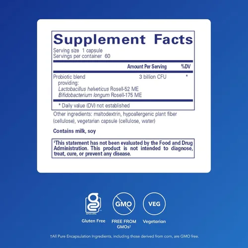 Miniatura 2 de Pure Encapsulations ProbioMood Combinación probiótica estable diseñada para apoyar la relajación y la función gastrointestinal* 60 cápsulas