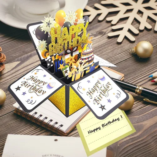 Miniatura 7 de Tarjeta de cumpleaños 3D emergente, tarjeta de felicitación en blanco con sobre, regalo de cumpleaños para él, papá, marido, hijo, mujeres, niños