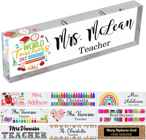 Miniatura 31 de Placa de nombre personalizada para escritorio de profesor para aula, placa de identificación personalizada para escritorios, placa de escritorio