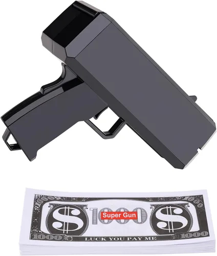 Pistola de dinero dorada de utilería que se ve real que puede dispersar dinero como la lluvia, pistola de dinero falsa, pistola de dinero falsa,