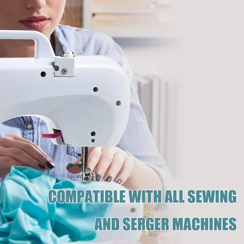 Miniatura 6 de Hilo Serger Beige, Hilo Multiusos para Coser, Poliéster, 4 Conos de 3000 Yardas Cada Carrete para Máquina de Coser 4 Beige
