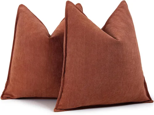 Miniatura 31 de ZWJD Fundas de Almohada para Lanzar de Color Rust 18x18 Juego de 2 Fundas de Almohada de Chenilla con Diseño Elegante Fundas de Almohada Decorativas