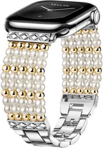 Miniatura 10 de Missair - Correa compatible con Apple Watch de 38, 40, 41, 42, 44, 45, 46, 49 mm, correa de metal de acero inoxidable para mujer, pulsera elegante