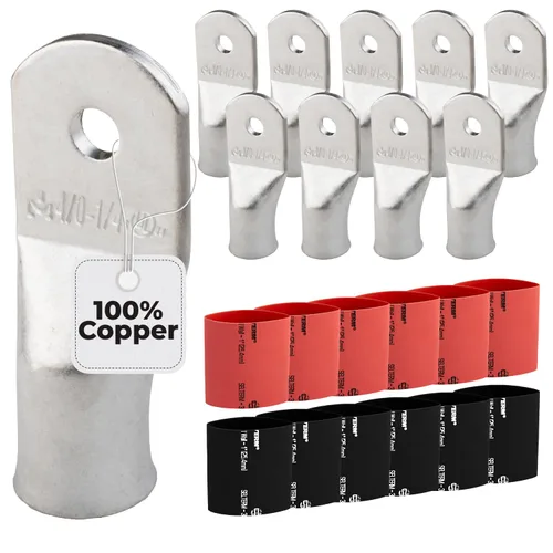 Miniatura 272 de SELTERM 5 piezas terminales de cable de cobre estañado 1/0 AWG perno de 1/2", extremos de cable de batería, terminales de anillo, conectores