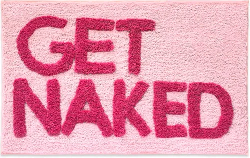 Miniatura 11 de New Mungo Alfombra de baño con texto en inglés «Get Naked», color negro, con letras blancas para decoración de apartamentos, divertida alfombra