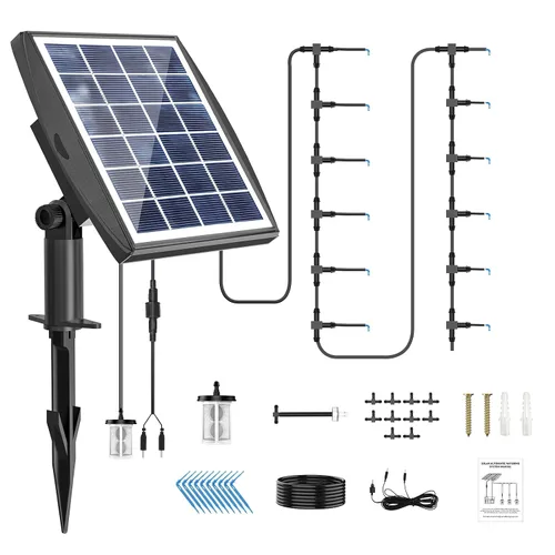 JIYANG - Kit de riego automático solar por goteo, dispositivo de riego automático automático fácil de bricolaje compatible con plantas de macetas, 6
