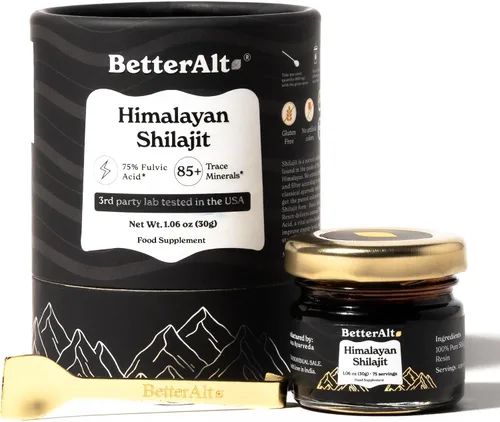 Better Alt Paquete de 1 resina Shilajit pura del Himalaya, 75 porciones de grado dorado de alta potencia para impulso de energía y apoyo